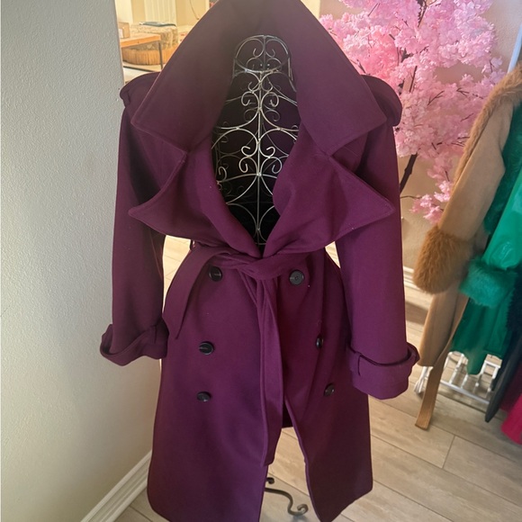 SHEIN Plum Double-Breasted Trench Coat😍 - Picture 2 of 4